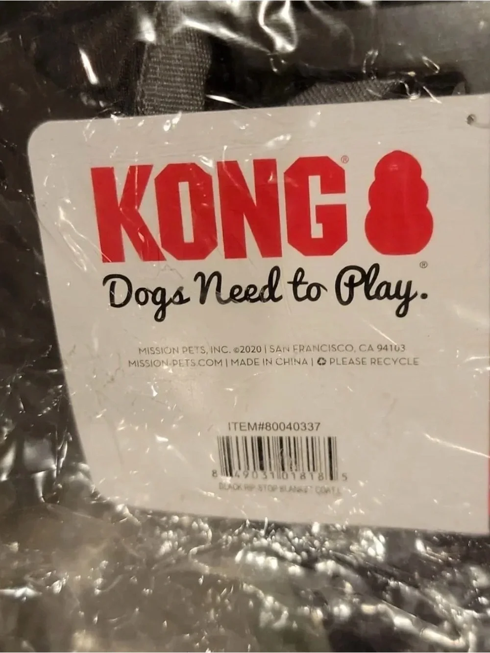 KONG Outerwear Rip-Stop Blanket Jacket Water Resistant Reflective Black L 20-23
